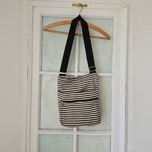 Thirty-One Black White Stripe Crossbody Bag